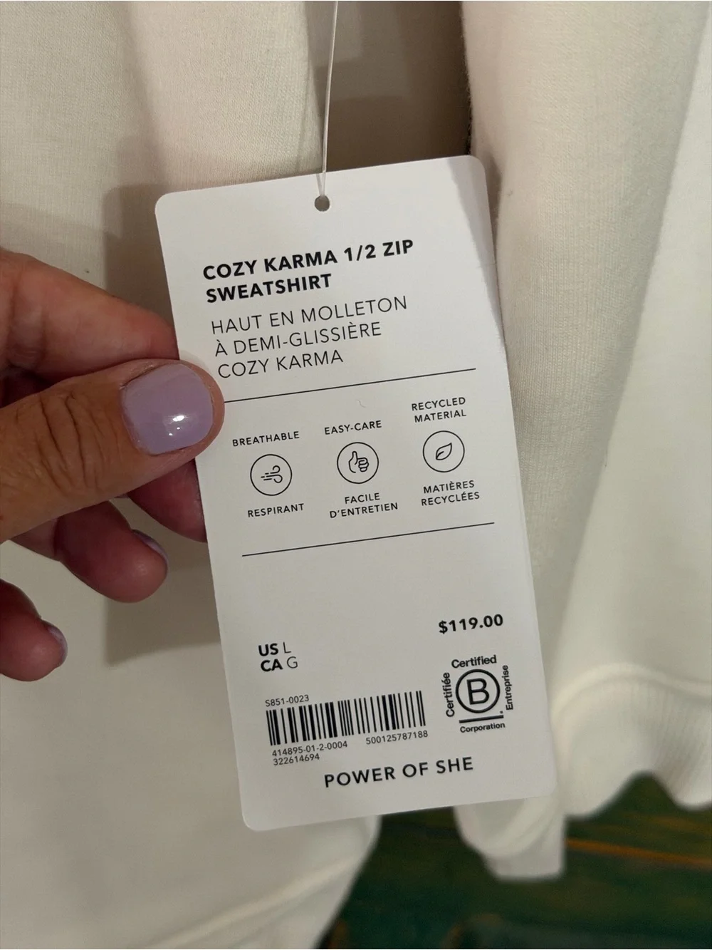 NWT Cozy Karma 1/2 Zip Sweatshirt - L - Picture 5 of 9